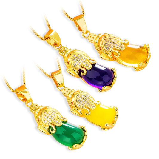 Kailash Way 18k Gold Pixiu Positive Energy Peace Necklace
