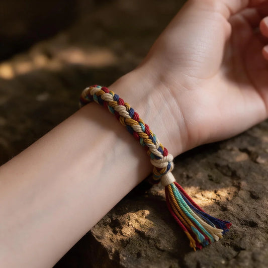 Kailash Way Fortune & Blessing Handwoven Tibetan Five-Color Cord Bracelet