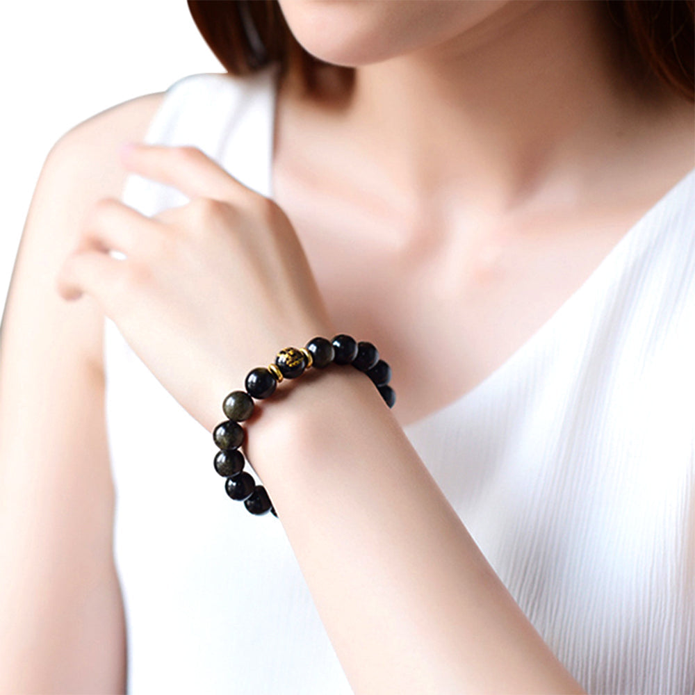 Kailash Way Obsidian Jambhala Wealth Prosperity Bracelet