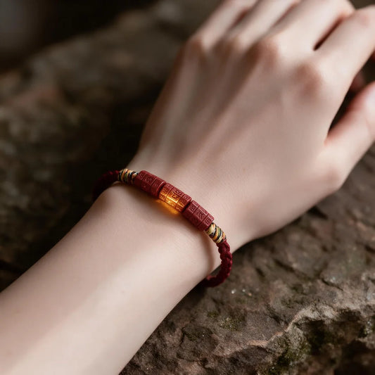Kailash Way Cinnabar Six-Word Mantra Red Cord Protection Bracelet
