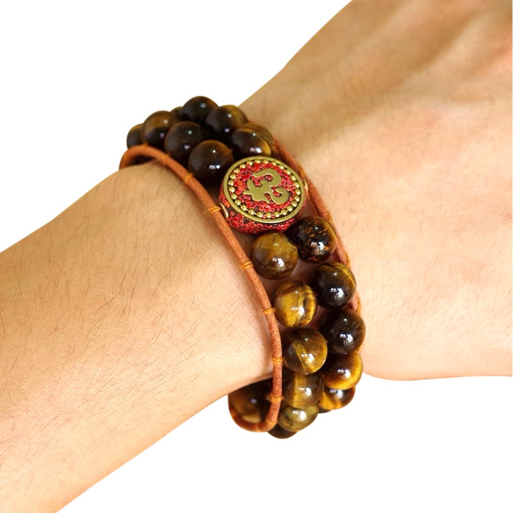 Kailash Way Tiger's Eye Om Strength Courage Protection Bracelet