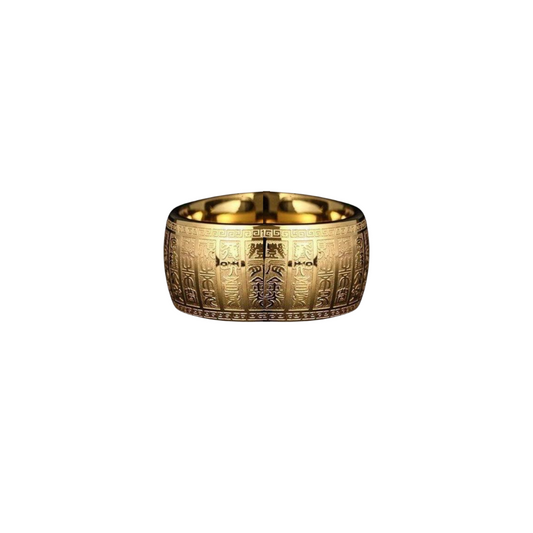Kailash Way Stainless Steel Heart Sutra Blessings Protection Ring Photo 2