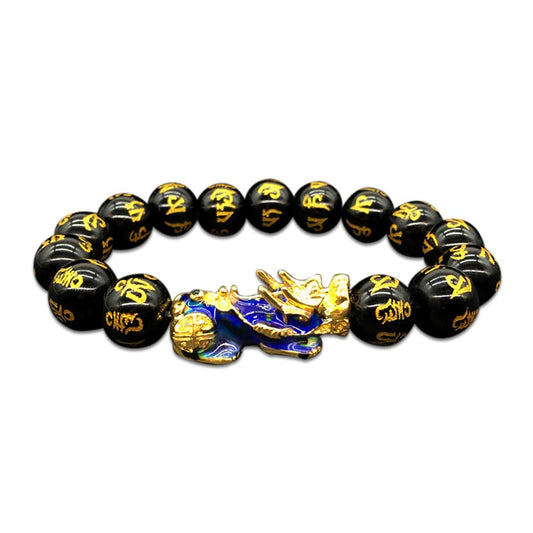 Kailash Way Obsidian Pixiu Wealth Attraction Protection Bracelet