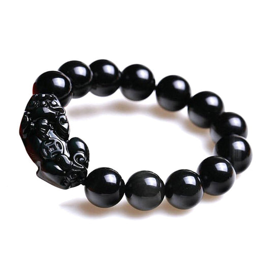 Kailash Way Obsidian Pixiu Wealth Protection Charm Bracelet