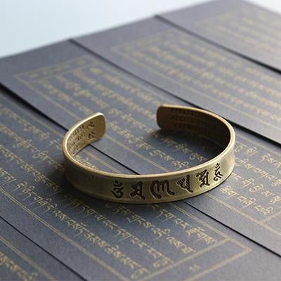 Kailash Way Brass Heart Sutra Wisdom Peace Protection Bangle Photo 2