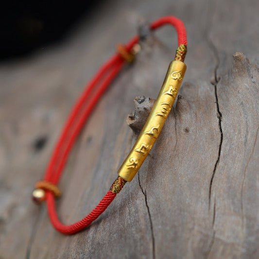 Kailash Way Gold Tibetan Mantra Wisdom Karma Bracelet