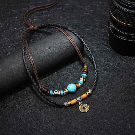Kailash Way Turquoise Lucky Coin Prosperity Protection Necklace