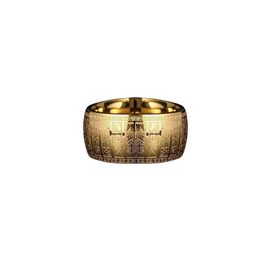 Kailash Way Stainless Steel Heart Sutra Blessings Protection Ring