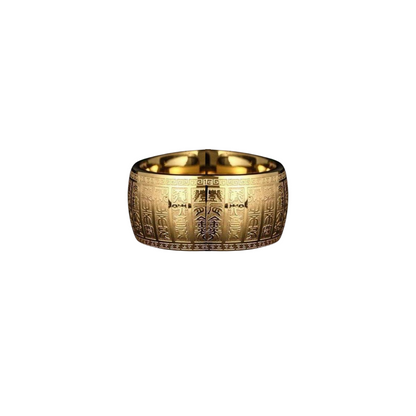Kailash Way Stainless Steel Heart Sutra Blessings Protection Ring