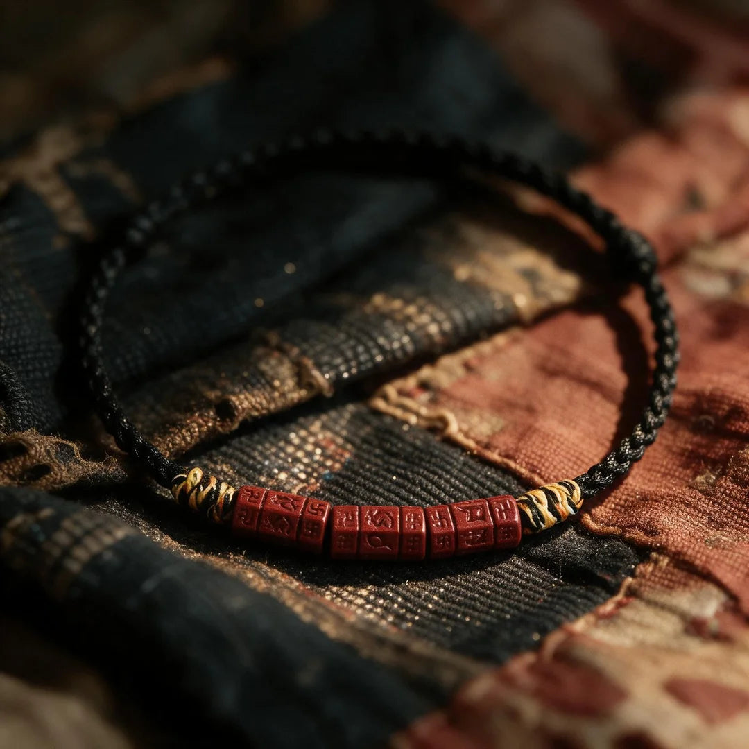 Kailash Way Cinnabar Six-Word Mantra Red Cord Protection Bracelet