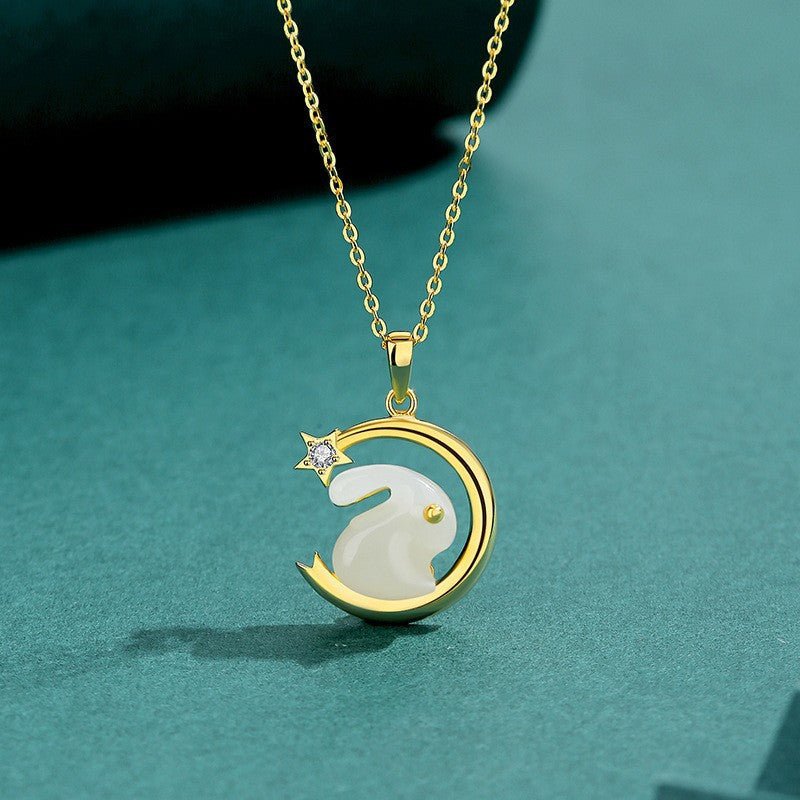 Kailash Way Gold Jade Rabbit Good Luck Necklace