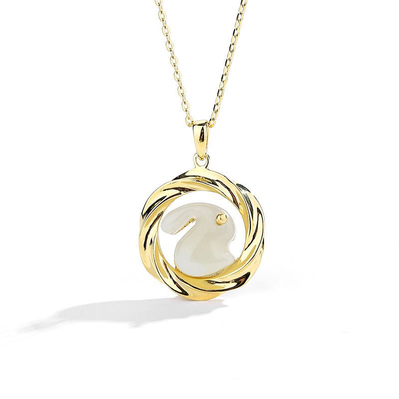 Kailash Way Gold Jade Rabbit Good Luck Necklace