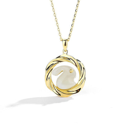 Kailash Way Gold Jade Rabbit Good Luck Necklace