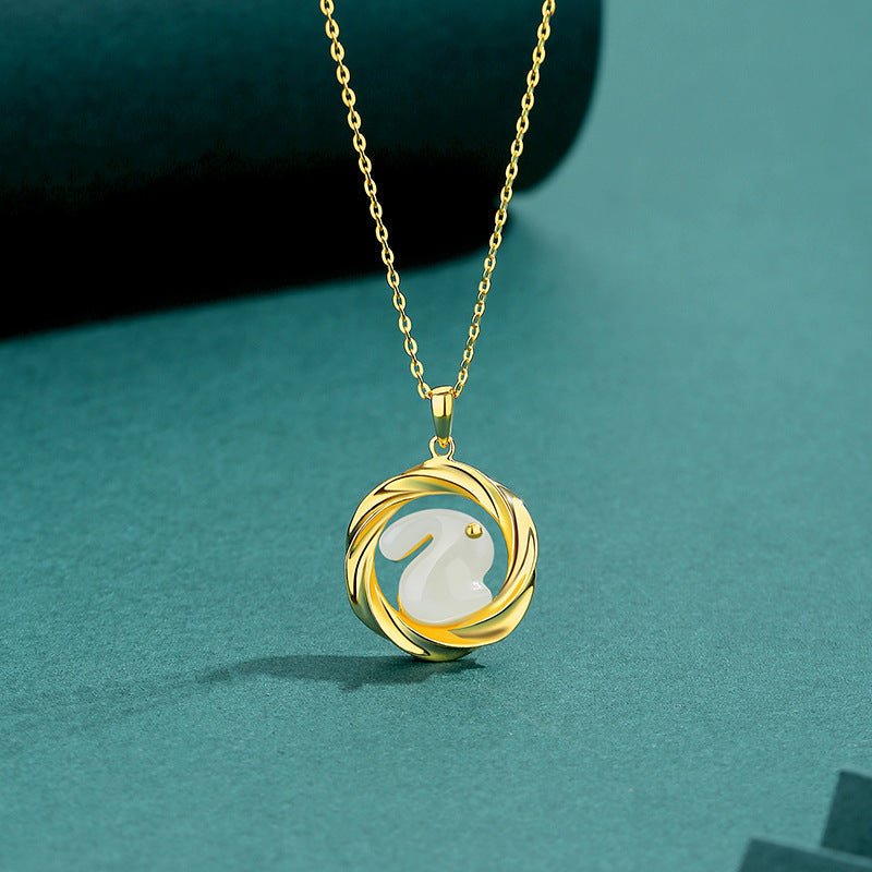 Kailash Way Gold Jade Rabbit Good Luck Necklace