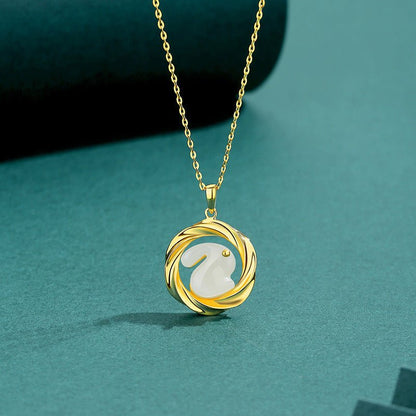Kailash Way Gold Jade Rabbit Good Luck Necklace