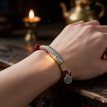 Kailash Way Handmade Six-Word Mantra Red String Bracelet