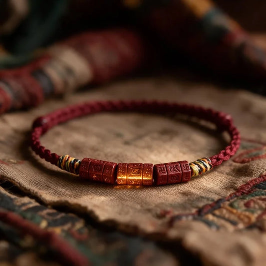 Kailash Way Cinnabar Six-Word Mantra Red Cord Protection Bracelet