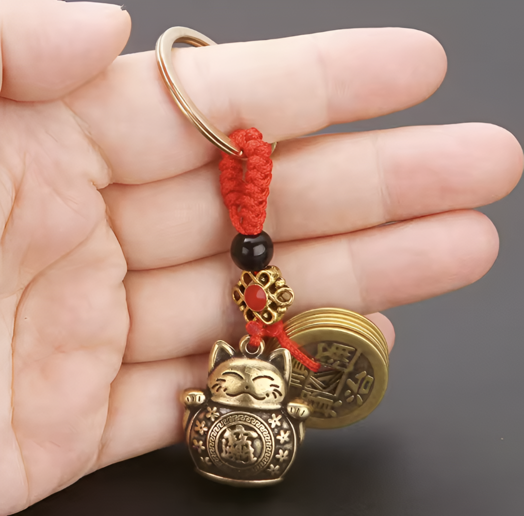 Kailash Way Metal Lucky Cat Prosperity Attraction Keychain