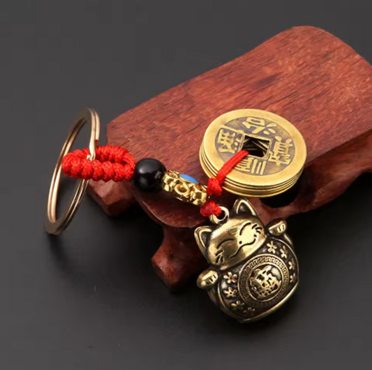 Kailash Way Metal Lucky Cat Prosperity Attraction Keychain