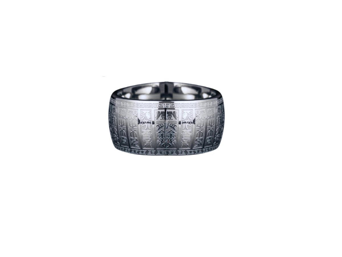 Kailash Way Stainless Steel Heart Sutra Blessings Protection Ring
