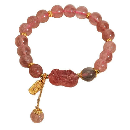 Kailash Way Strawberry Crystal Pixiu Abundance Prosperity Bracelet