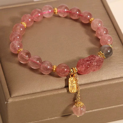 Kailash Way Strawberry Crystal Pixiu Abundance Prosperity Bracelet