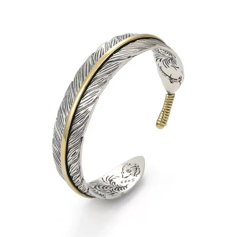Kailash Way Silver Feather Resilience Freedom Bangle