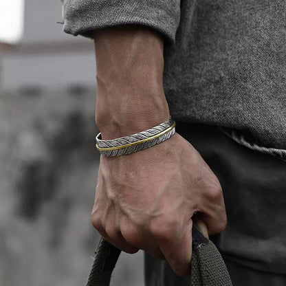 Kailash Way Silver Feather Resilience Freedom Bangle