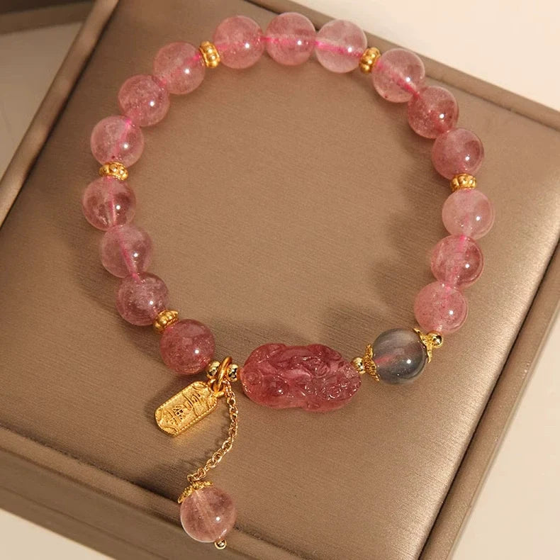 Kailash Way Strawberry Crystal Pixiu Abundance Prosperity Bracelet