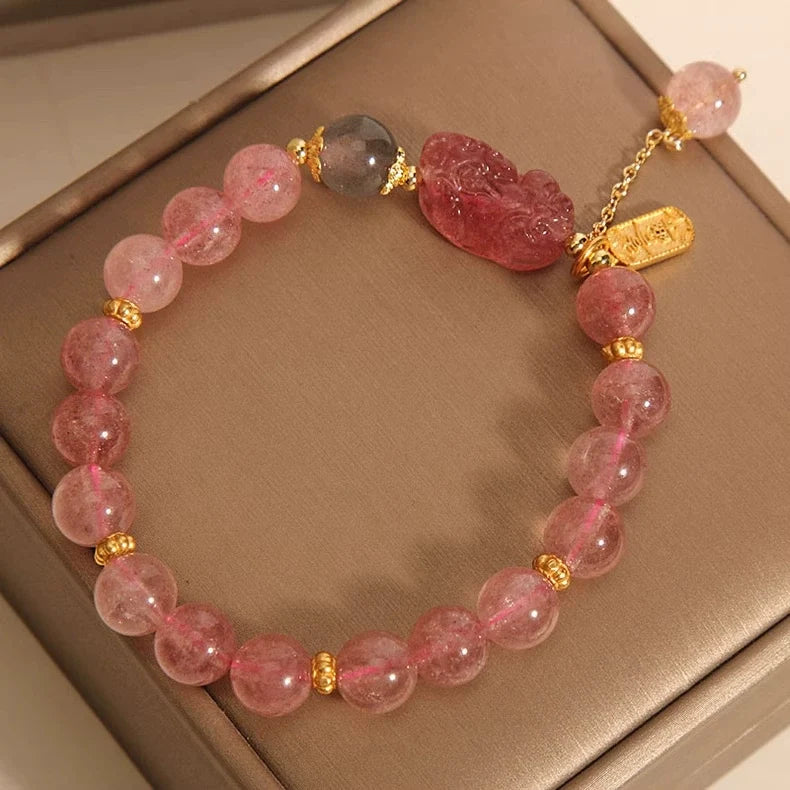 Kailash Way Strawberry Crystal Pixiu Abundance Prosperity Bracelet