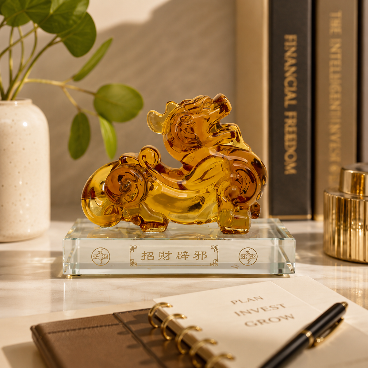 Kailash Way Citrine Piyao Prosperity Luck Figurine