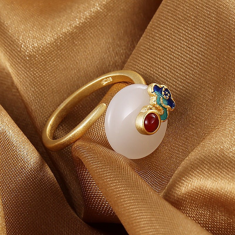 Kailash Way White Jade Auspicious Cloud Endless Luck Ring