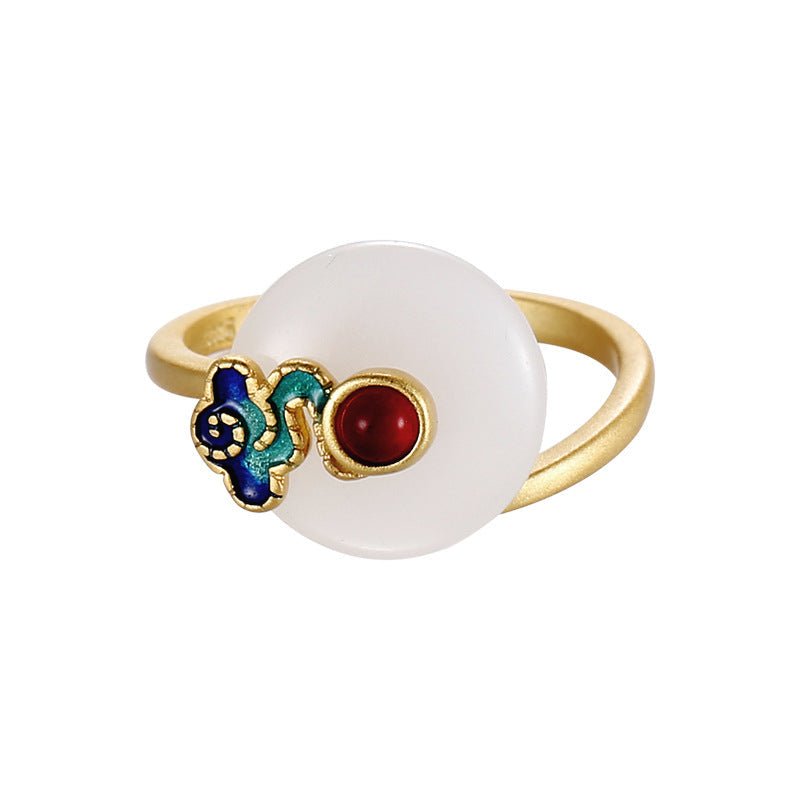 Kailash Way White Jade Auspicious Cloud Endless Luck Ring
