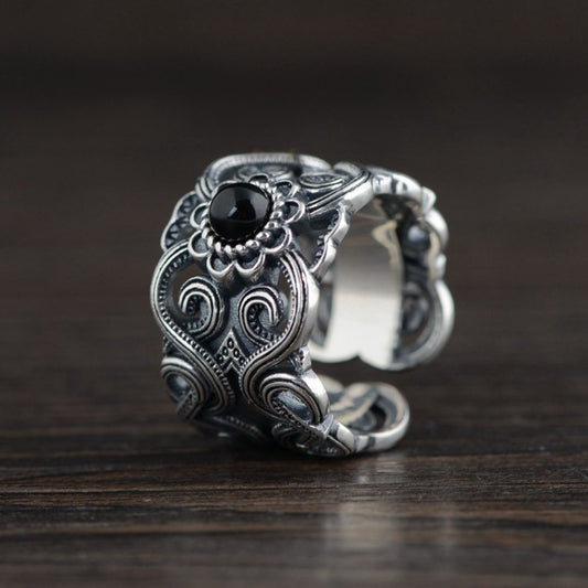 Kailash Way Black Agate Shielding Protection Ring