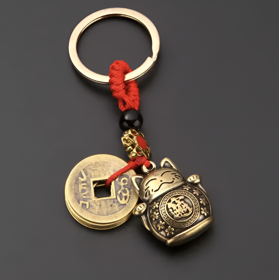 Kailash Way Metal Lucky Cat Prosperity Attraction Keychain