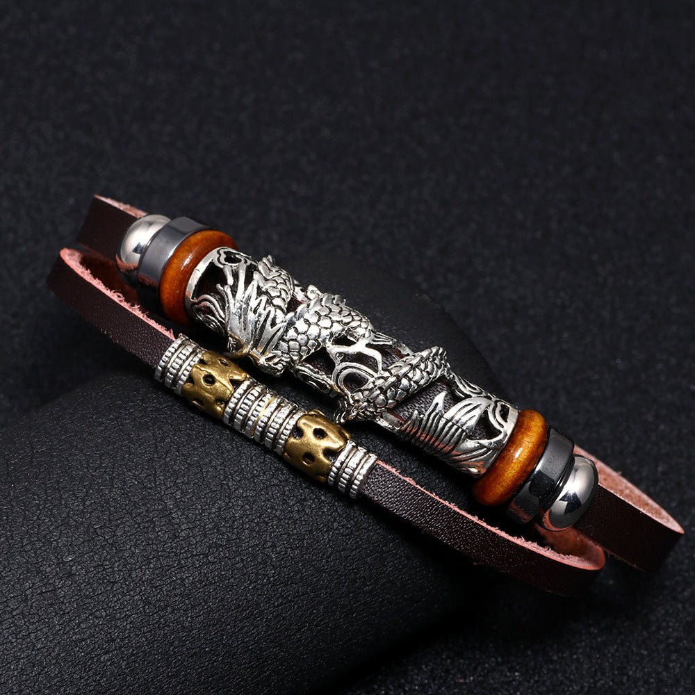 Kailash Way Leather Dragon Fortune Protection Bracelet