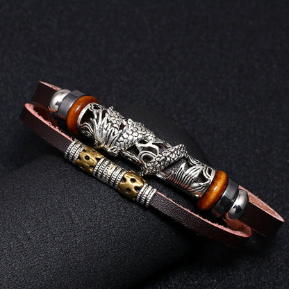 Kailash Way Leather Dragon Fortune Protection Bracelet