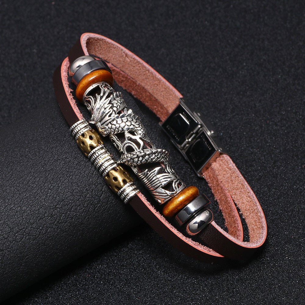 Kailash Way Leather Dragon Fortune Protection Bracelet