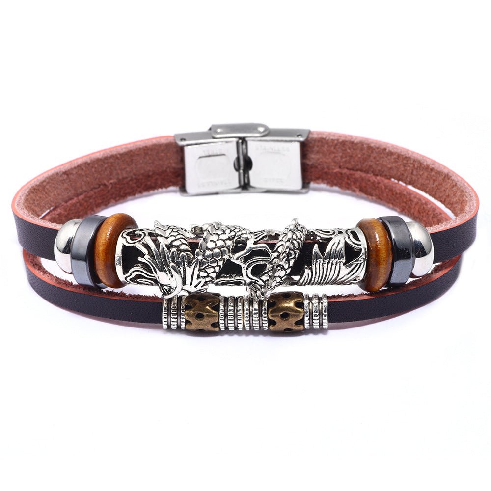 Kailash Way Leather Dragon Fortune Protection Bracelet