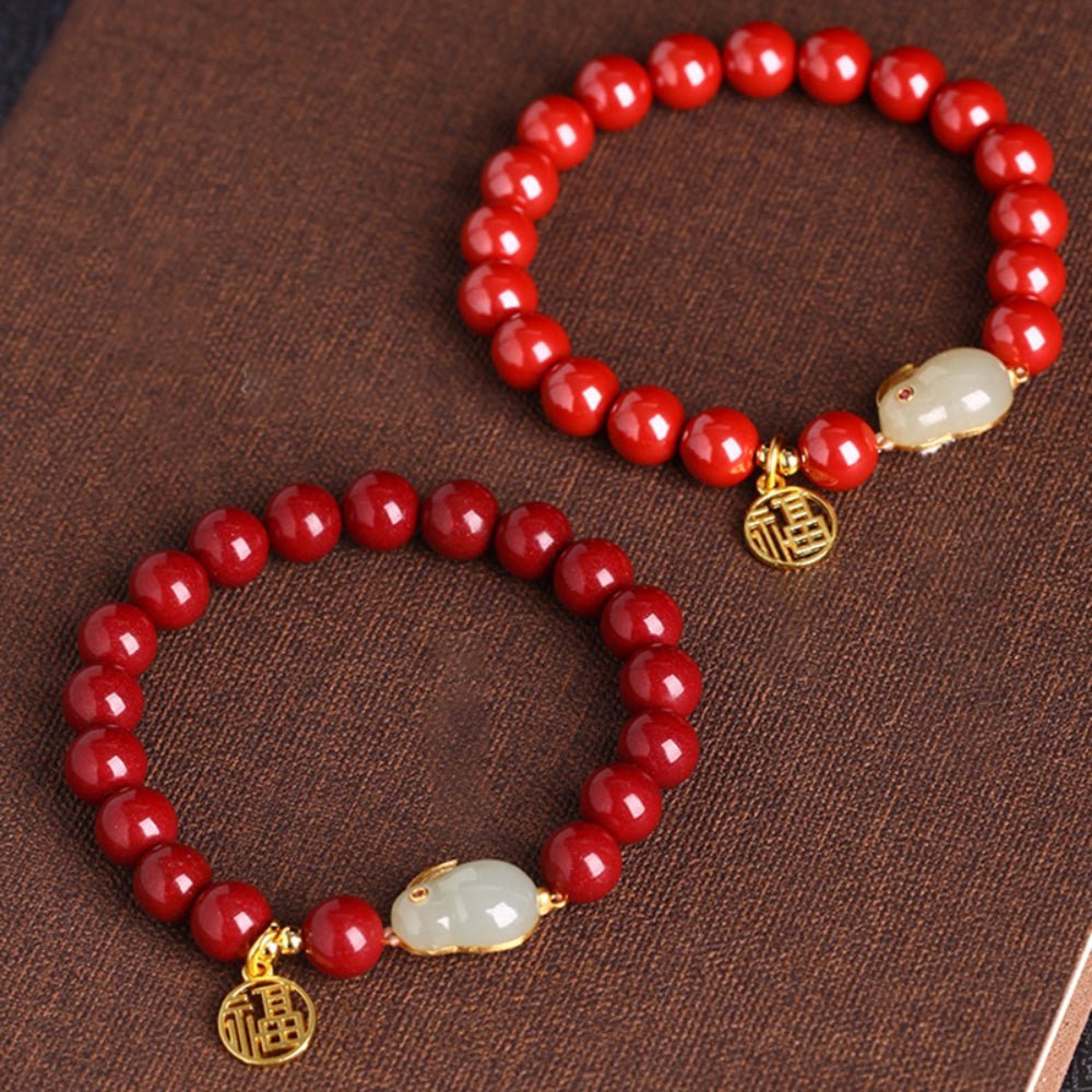 Kailash Way Cinnabar Jade Rabbit Prosperity Renewal Bracelet