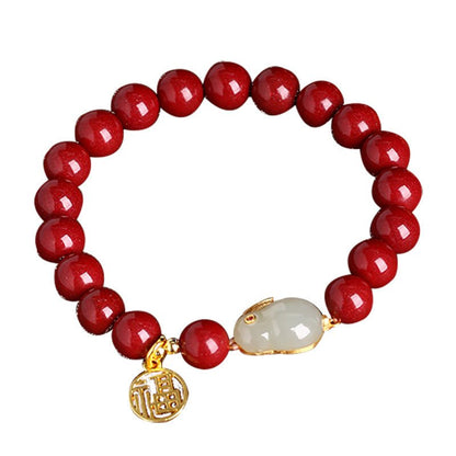 Kailash Way Cinnabar Jade Rabbit Prosperity Renewal Bracelet
