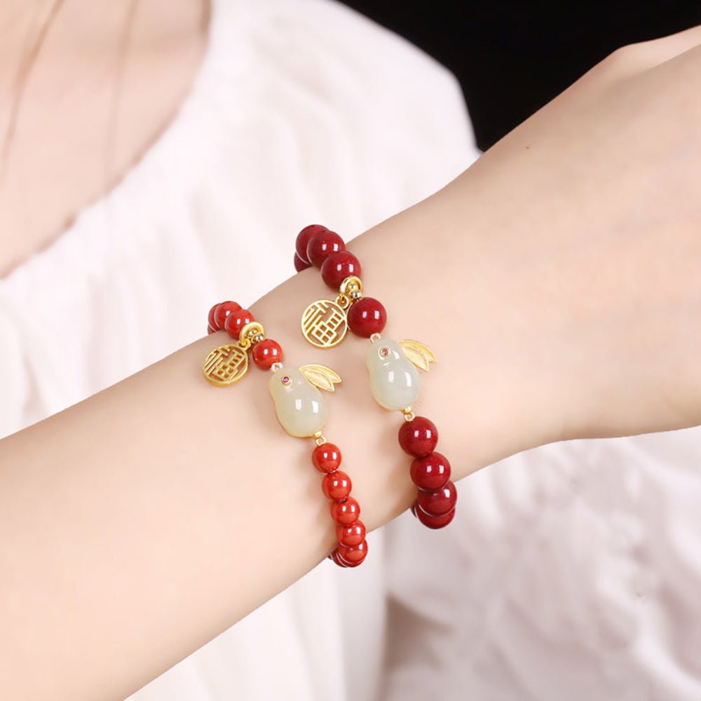 Kailash Way Cinnabar Jade Rabbit Prosperity Renewal Bracelet