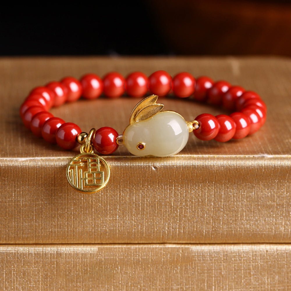 Kailash Way Cinnabar Jade Rabbit Prosperity Renewal Bracelet