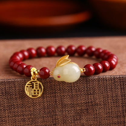 Kailash Way Cinnabar Jade Rabbit Prosperity Renewal Bracelet