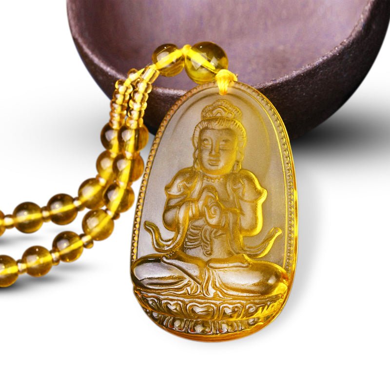 Kailash Way Citrine Buddha Wealth Luck Necklace