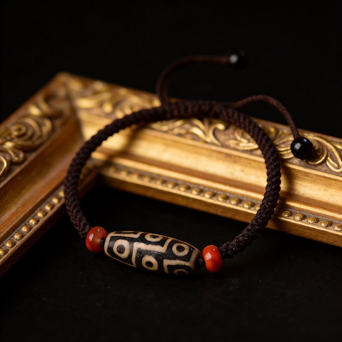 Kailash Way 9-Eye Dzi Prosperity Wealth Attraction Bracelet front view