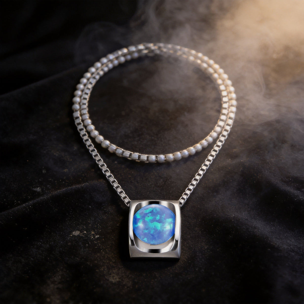 Kailash Way Sterling Silver Opal Healing Love Pendant Necklace front view with pendant