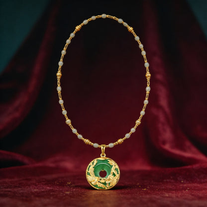 Kailash Way Jade Dragon & Phoenix Prosperity Luck Necklace front view with pendant