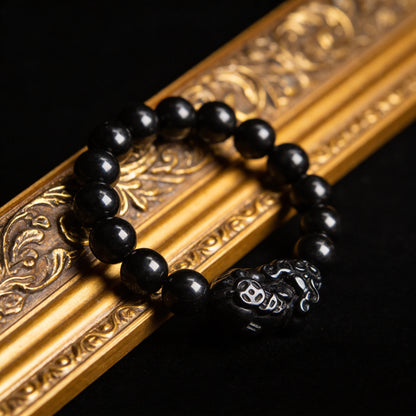 Kailash Way Obsidian Pi Yao Wealth Protection Bracelet front view