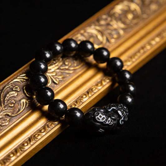 Kailash Way Obsidian Pi Yao Wealth Protection Bracelet front view